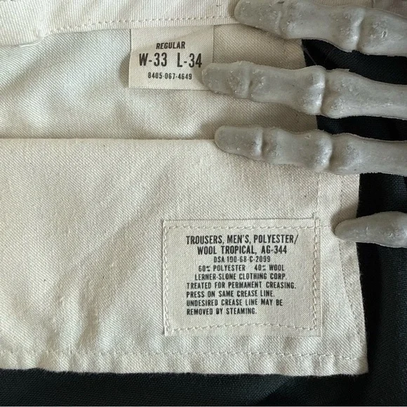 Vintage 60s Military Wool Blend High Waisted Trousers Vietnam Era ~ Size 32 x 29 - Picture 6 of 9